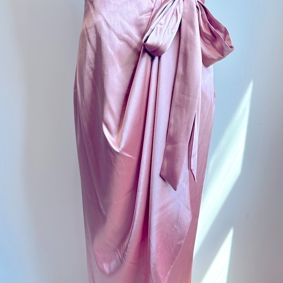 NWT After Six Bow Front Faux Wrap Tulip Skirt Satin Gown in Desert Rose Size 12 - Picture 8 of 16